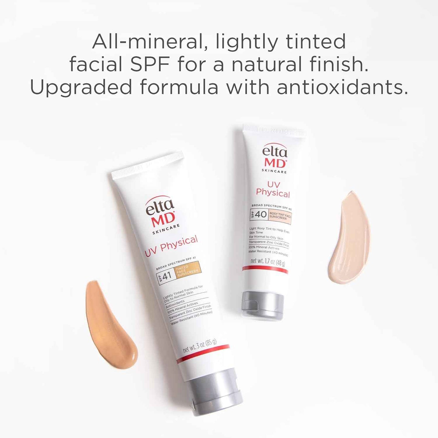 EltaMD UV Physical Tinted Sunscreen SPF for Face, 100% Mineral Active Sunscreen, Transparent Zinc Oxide Finish