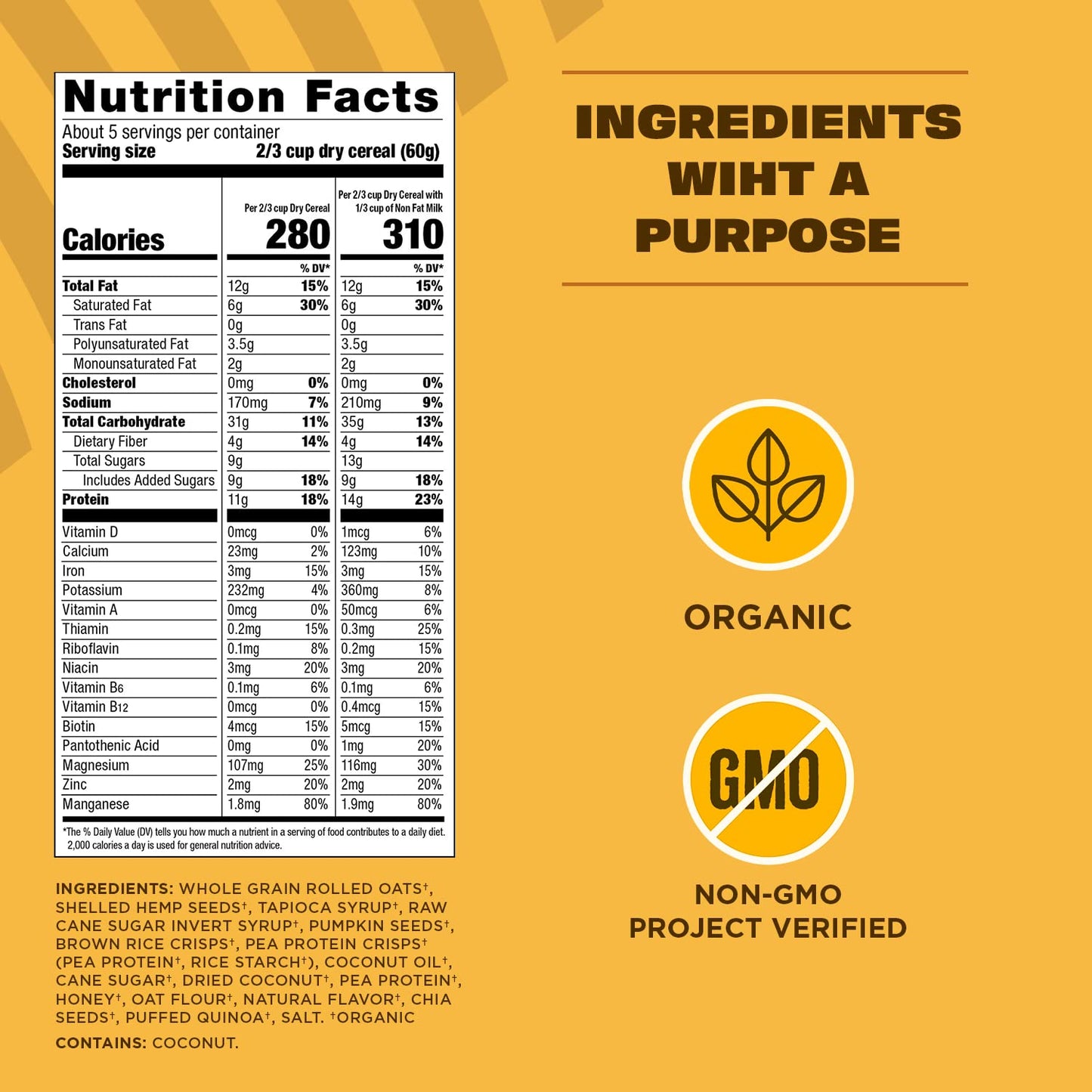 Manitoba_Harvest_Hemp_Yeah_Granola,_with_10_g_of_Protein,_3.5_g_Omegas,_3_g_of_Fiber_and_less_than_10_g_Sugar_Per_Serving,_Organic,_Non-GMO,_Honey_and_Oats,_10_Oz,_Packaging_May_Vary