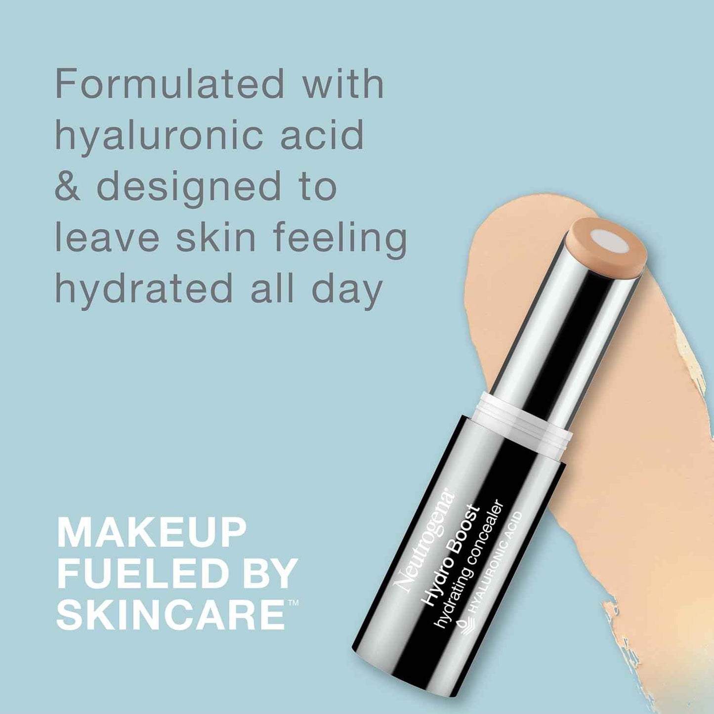 Neutrogena Hydro Boost Hydrating Concealer Stick, Oil-Free, Lightweight Cover-Up Makeup with Hyaluronic Acid Refreshes Dry Skin & Provides Buildable Coverage