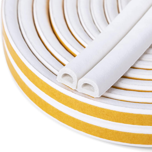 CloudBuyer_Door_&_Window_Weather_Stripping,_Soundproof_Insulation_Seal_Strip_with_Self-Adhesive_Rubber_Collision_Protection,_16.5_Ft_(White)