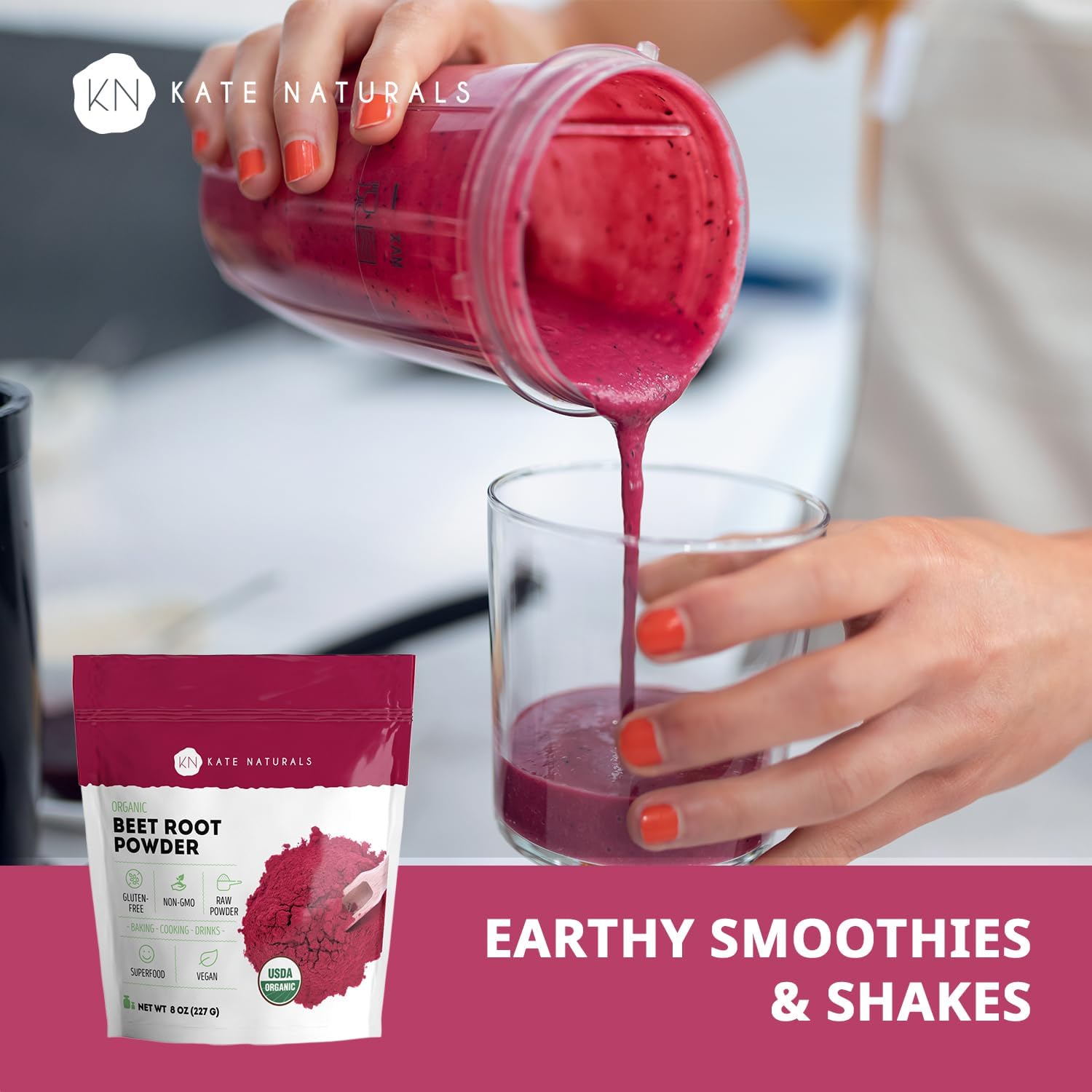 Kate_Naturals_Organic_Beet_Root_Powder_for_Smoothies,_Baking_&_Juice._Raw_Beetroot_Superfood_&_Natural_Red_Food_Coloring_(8oz,_Non-GMO,_Earthy_Flavor)