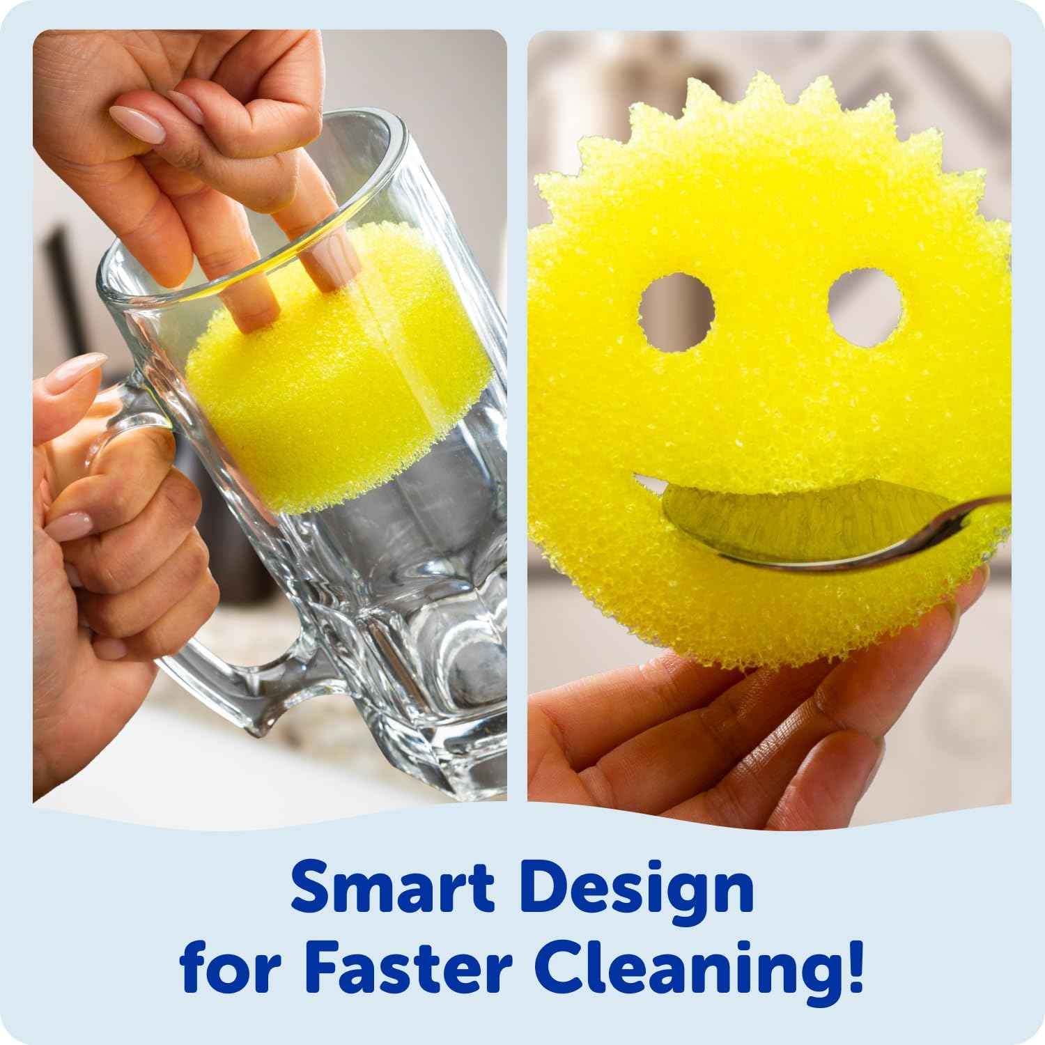 Scrub Daddy Colors Kitchen Sponges - Scratch-Free Dishwashing Sponges & Sponge for Kitchen Sink, Bathroom & Household Cleaning - BPA-Free Polymer Foam