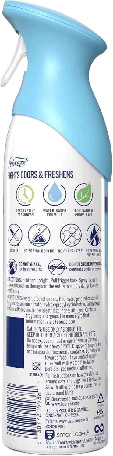 Febreze Air Mist, Air Freshener Spray, Odor Fighting Room Spray, Deodorizer for Home Bathroom Kitchen Office Apartment Dorm Room Classroom