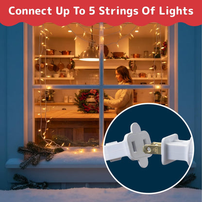 PREXTEX_10_Ft_String_Lights_with_Christmas_Tree_Light_Warm_White_-_Indoor/Outdoor_Decor_-_50_Count_Christmas_Lights_for_Holidays_-_Xmas_Light_on_White_Wire_-_Multi-Strand_Connectable