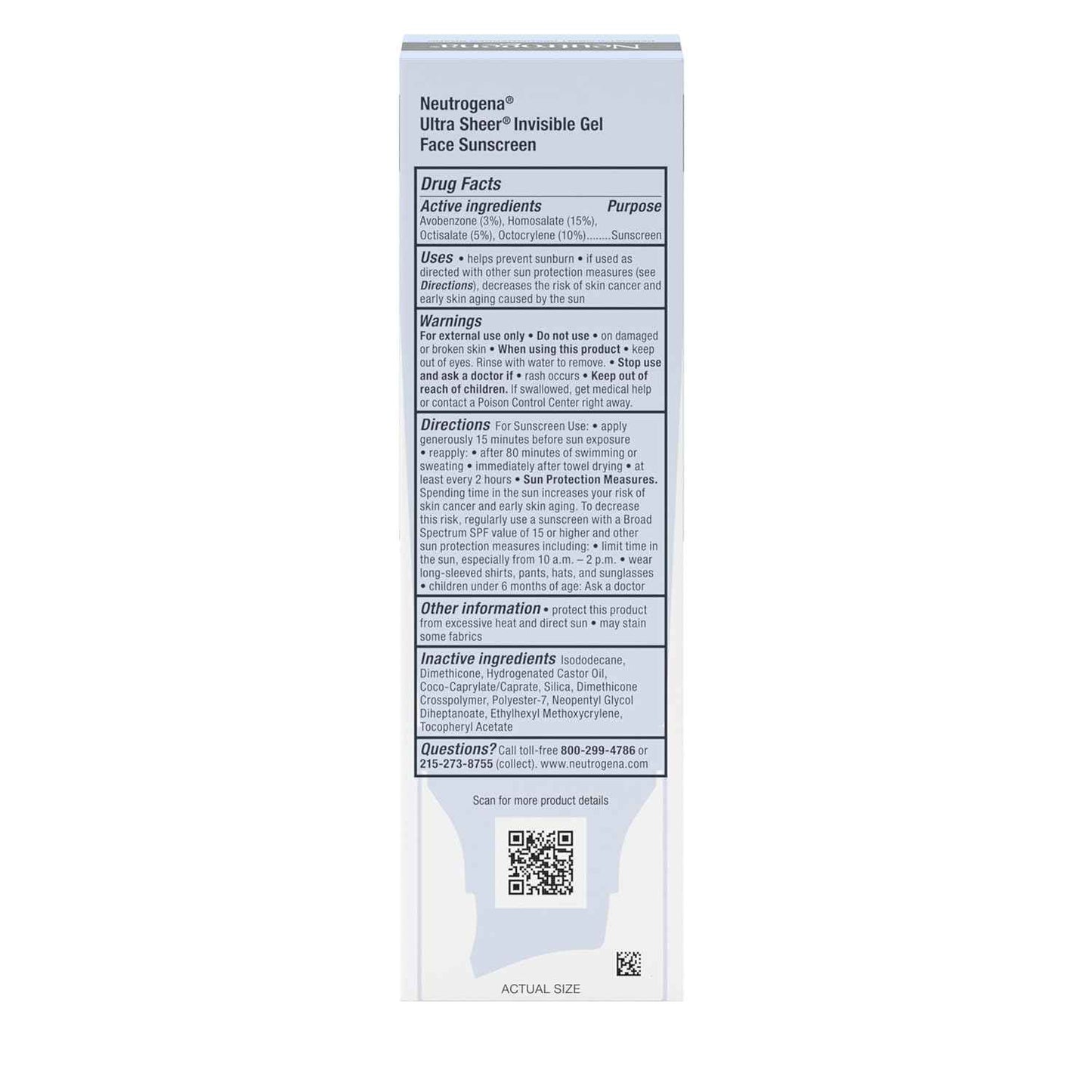 Neutrogena Ultra Sheer Invisible Gel Face Sunscreen SPF 40, Facial Sunscreen & Moisturizer, Vitamin E, Matte Finish, Makeup Primer, Travel Size, 80 Minutes Water-Resistant, 1.7 oz