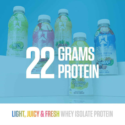RYSE Clear Protein Drink - 100 Calories, 22g Whey Isolate Protein Shake, Sugar-Free, 0g Fat & Lactose-Free - Refreshing Ready-to-Drink Beverage
