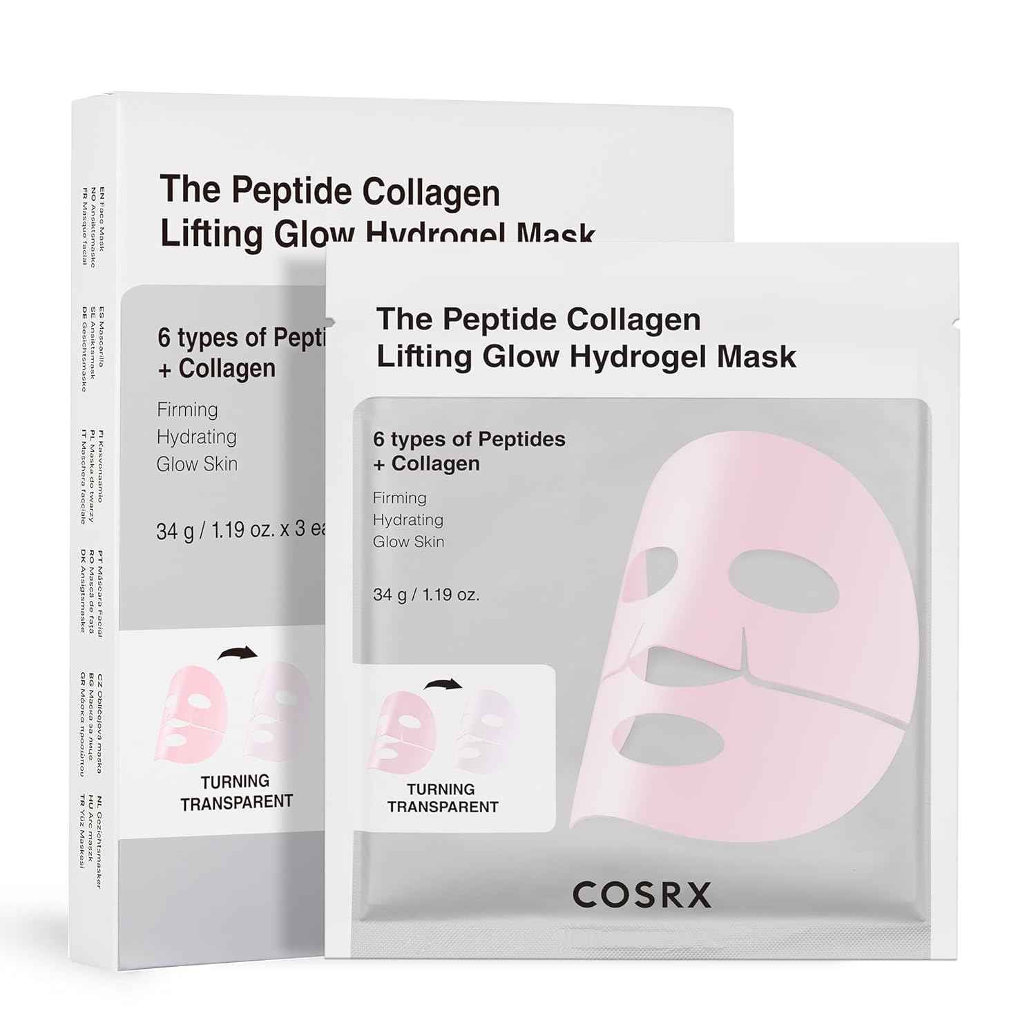 COSRX Pink Collagen Lifting Glow Hydrogel Face Masks Skincare, Collagen Face Mask, Travel Essentials, Overnight Face Mask, Korean SkinCare