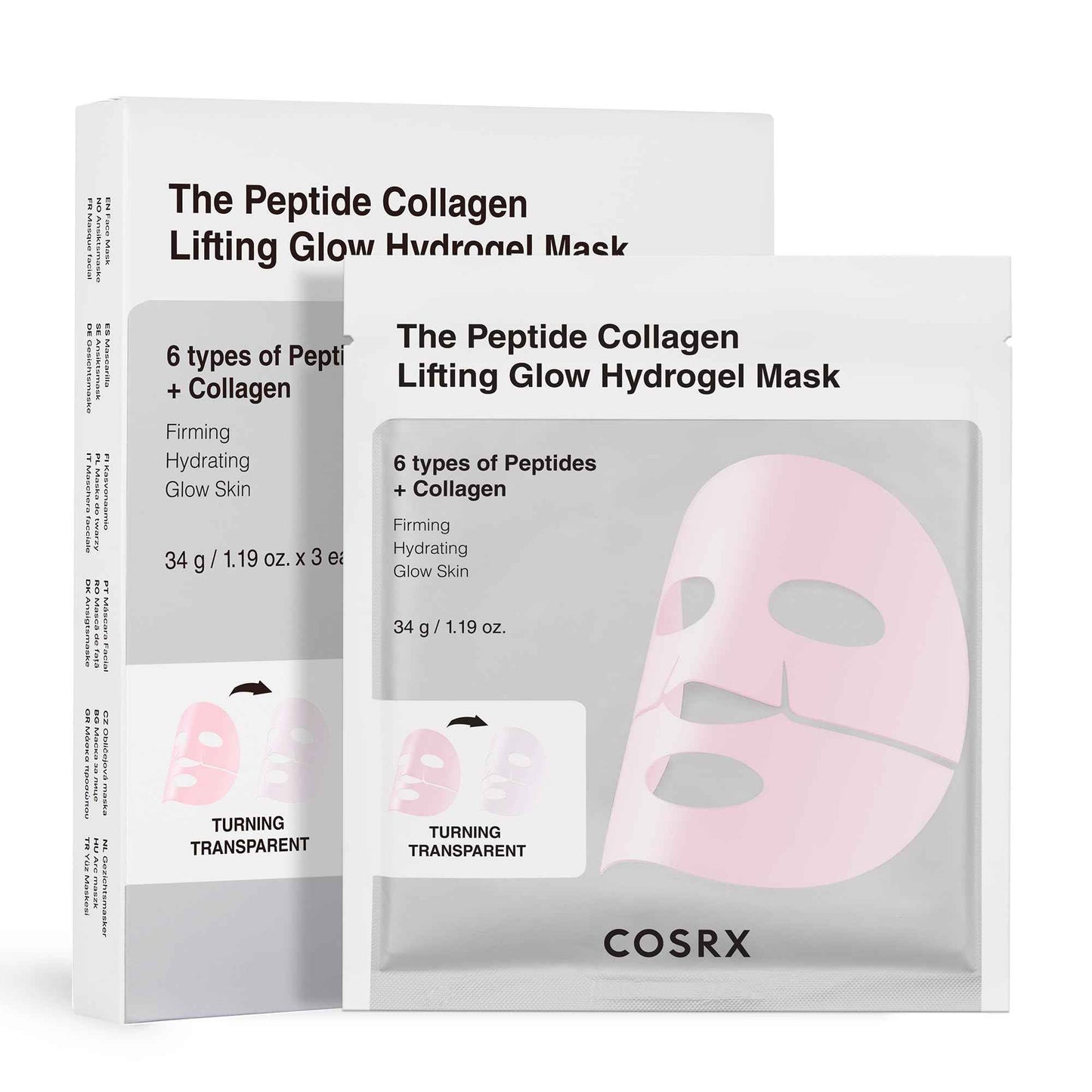 COSRX Pink Collagen Lifting Glow Hydrogel Face Masks Skincare, Collagen Face Mask, Travel Essentials, Overnight Face Mask, Korean SkinCare