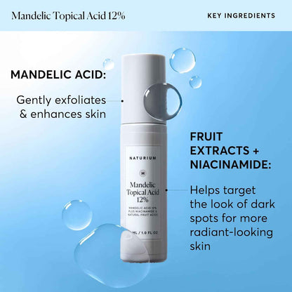 Naturium Mandelic Topical Acid 12%, Plus Niacinamide & Natural Fruit Acids, Anti-Aging Skin Care, 1 oz