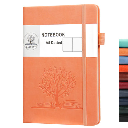 Daofary Dotted Journal Notebook with Pen Holder— A5 Dot Grid Notebook with 160 Pages 100gsm Thick Paper, Hardcover Dotted Journal with Pocket 8.4 x 5.7 in (Pink)