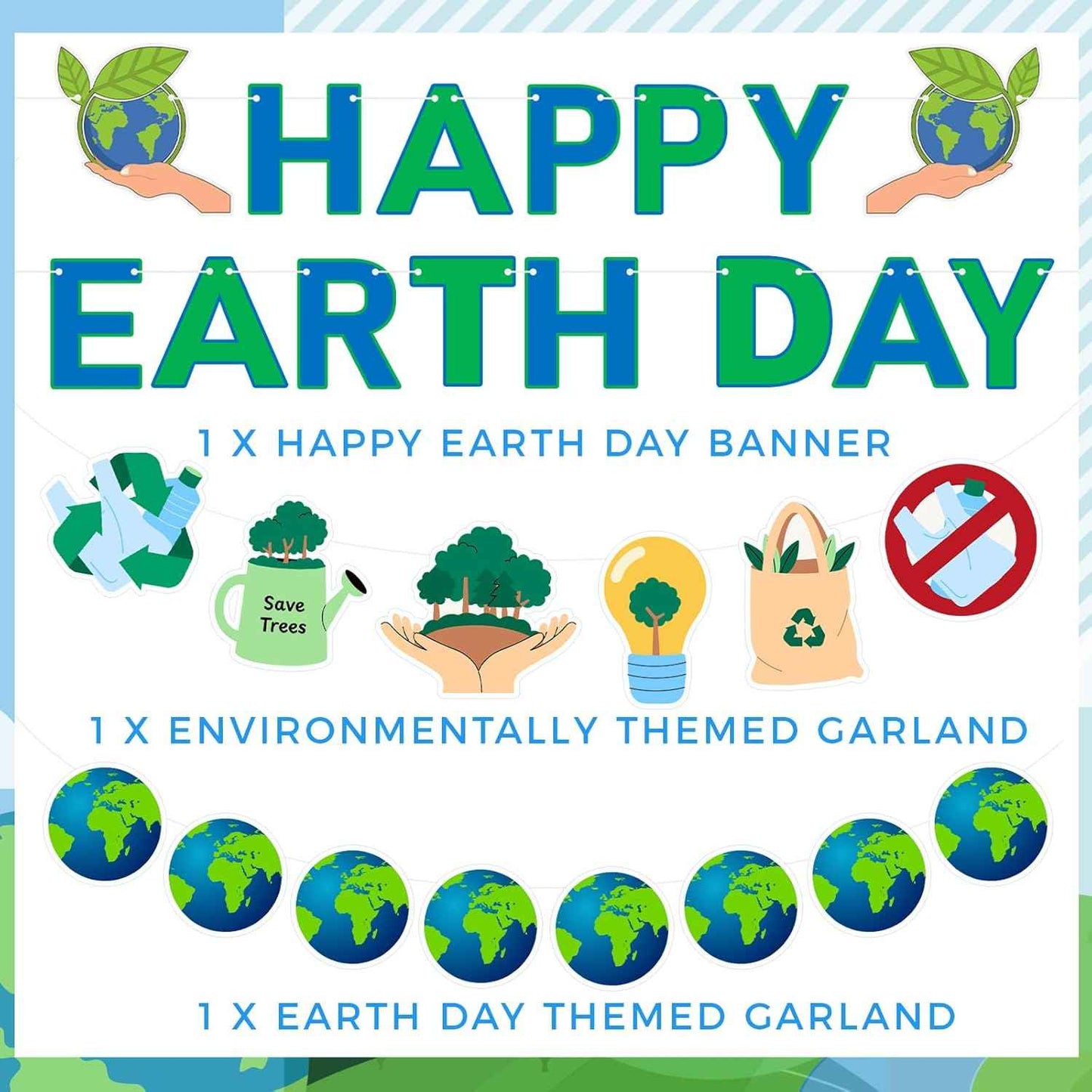 Epakh Earth Day Decorations Happy Earth Day Banner Garland Kit for School Classroom & Home Environmental Events Favors for Travel Theme Environmental Party