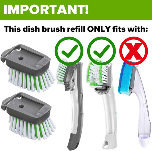 Dishwand Brush Refill, Dish Brush Refills Compatible with Scotch-Brite Dishwand, Dish Soap Brush for Dishes, Pans, Sink, Pots
