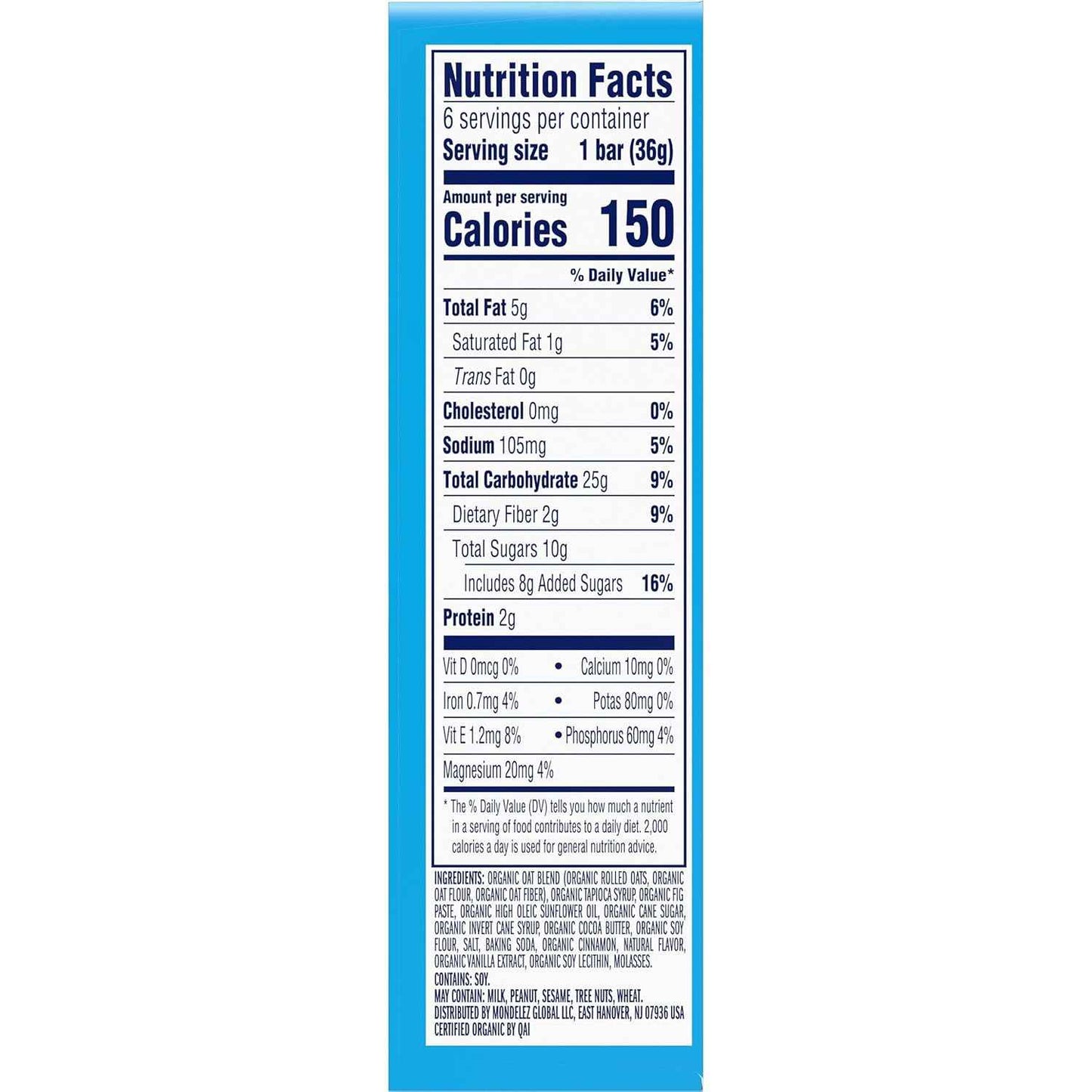 Zbar - Soft-Baked Energy Snack Bars - Non-GMO - 12g Whole Grains - USDA Organic Granola Bars - Snacks for Kids (6 Pack)