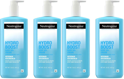 Neutrogena Hydro Boost Body Gel Cream, Hydrating Body Lotion with Hyaluronic Acid for Sensitive Skin, Fragrance-Free Hyaluronic Acid Moisturizer, 16 oz