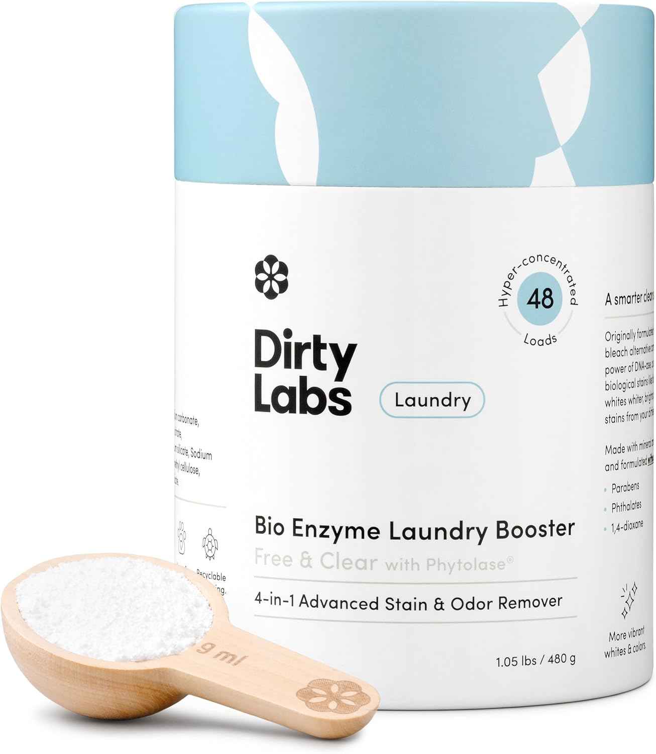 Dirty Labs | Scent Free | Bio Enzyme Laundry Booster | Hyper Concentrated | High Efficiency & Standard Machine Washer | Nontoxic, Biodegradable | Stain & Odor Removal Enzyme Booster