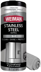 Weiman Stainless Steel Cleaner, Anti-Fingerprint, Removes Grease, Water Spots, Streaks & Residue, Polishing Cleaner Safe for Appliances, Chrome, Sinks & Grill Exteriors