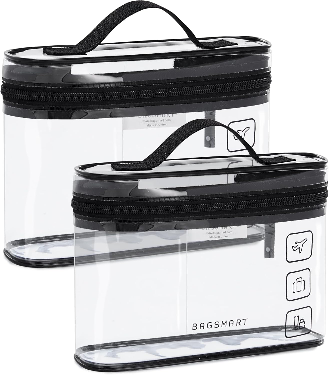 BAGSMART_TSA_Approved_Toiletry_Bag,_2_Pack_Clear_Makeup_Cosmetic_Bag_Organizer,_Quart_Size_Travel_Bag_for_Toiletries,_Carry-on_Travel_Accessories_Essentials,_Black-2pcs
