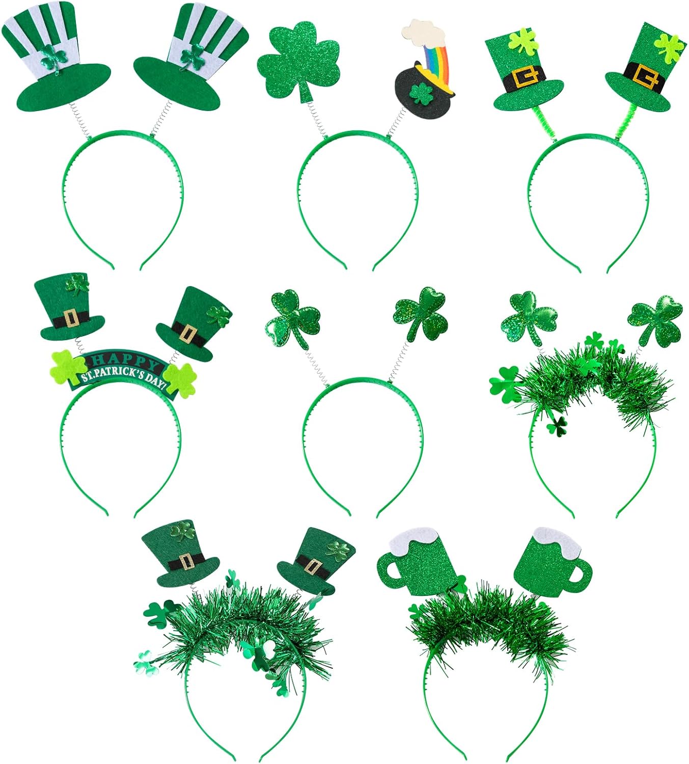 8Pcs_St._Patrick's_Day_Headbands,_Green_Shamrock_Clover_Hats_Headband_Boppers,_Saint_Patricks_Day_Irish_Headwear_Costume_Accessories_Top_Hat_Head_Band_Bopper_Party_Favors_for_Women_Men