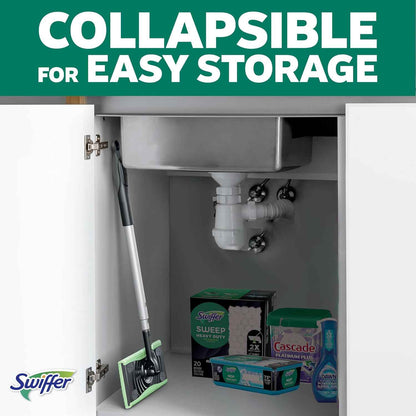 Swiffer 2-in-1 Multi-Surface Kit for Floor Cleaning, Includes 1 Sweeper Device, Dry Sweeping + Wet Mopping Heavy Duty Cloths
