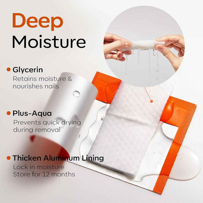 Modelones Nail Polish Remover Pads, Acetone Nail Polish Remover Wipes 50 PCS Professional Individually Wrapped Wet Wipes Easily & Quickly  Smell Glycerin Moisturizing Big Size Portable