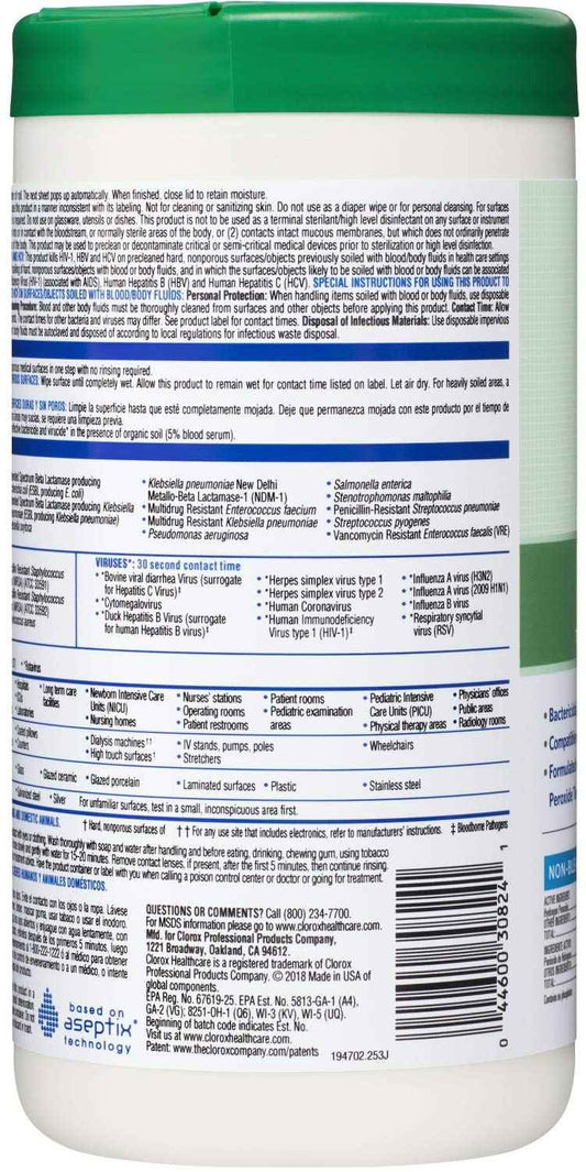 Clorox Healthcare Hydrogen Peroxide Cleaner Disinfectant Wipes