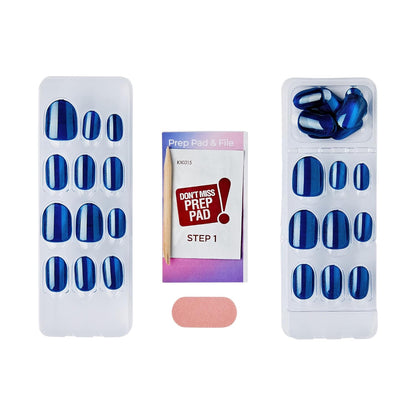 KISS_colorFX_by_imPRESS_Press_On_Nails_,_‘Reconnect’,_Solid_Blue_with_Pearlescent_Finish,_Short_Oval,_IMPROVED_adhesive,_Includes_30_Fake_Nails,_Prep_Pad,_1_Manicure_Stick,_1_Mini_Nail_File