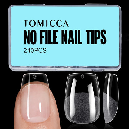 TOMICCA Extra Short Coffin Nail Tips, 240Pcs Half Matte Press on Full Cover Acrylic Nails, 12 Sizes Pre -Shape Soft Acrylic Fake Nail Tips for Nail Extension Art Home DIY Nail Salon