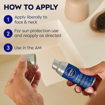 NIVEA_MEN_Age_Defense_Daily_Face_Moisturizer_with_Broad_Spectrum_SPF_30_Sunscreen,_Pro-Retinol_and_Hyaluronic_Acid,_Beard-Friendly_Face_Lotion_Helps_Defend_Against_UVA/UVB_Rays,_1.7_Fl_Oz_Bottle