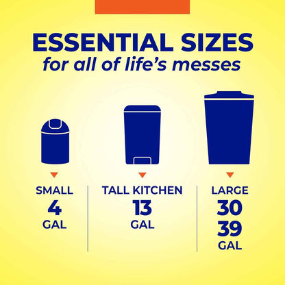 Hefty Essentials Drawstring 30 Gallon Trash Bags, Parties, Large Trash Items, and More, Scent Free