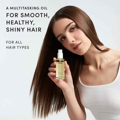 OUAI Hair Oil - Hair Heat Protectant Oil for Frizz Control - Adds Shine and Smooths Split Ends - Color Safe Formula - Paraben, Phthalate and Sulfate Free