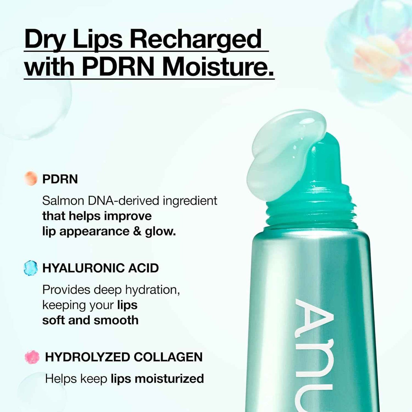 Anua PDRN Lip Serum, Long-lasting Hydration for Dry, Cracked Lips, Non-Sticky Moisturizing Lip Care with Salmon DNA, Hyaluronic Acid & Collagen, Korean Skincare, 0.33 fl.oz