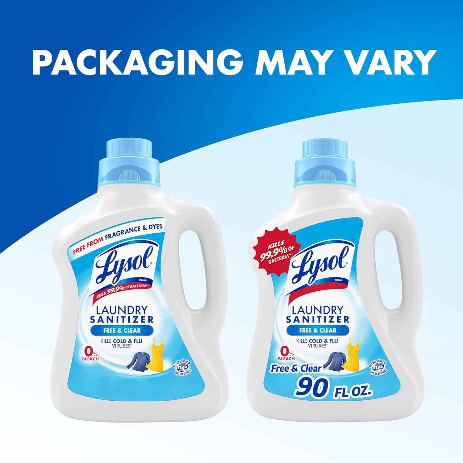 Lysol Laundry Sanitizer Additive, Free & Clear, Free from Fragrance and Dyes, 0% Bleach Laundry Sanitizer, Bacteria-causing Laundry Odor Eliminator, Unscented, 90 Fl Oz