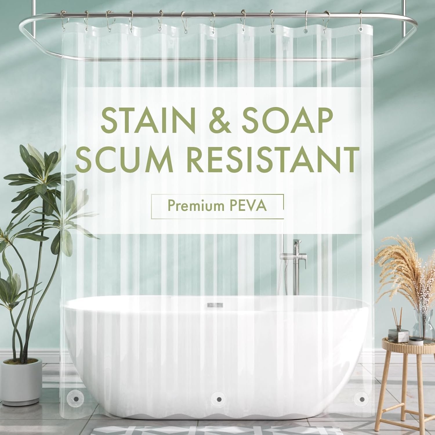 AmazerBath_Shower_Curtain_Liner,_72x72_Clear_Shower_Curtain_Liner,_Waterproof_Plastic_Shower_Liner,_Cute_Lightweight_PEVA_Shower_Curtain_for_Bathroom_with_3_Magnets_and_12_Rustproof_Metal_Grommets
