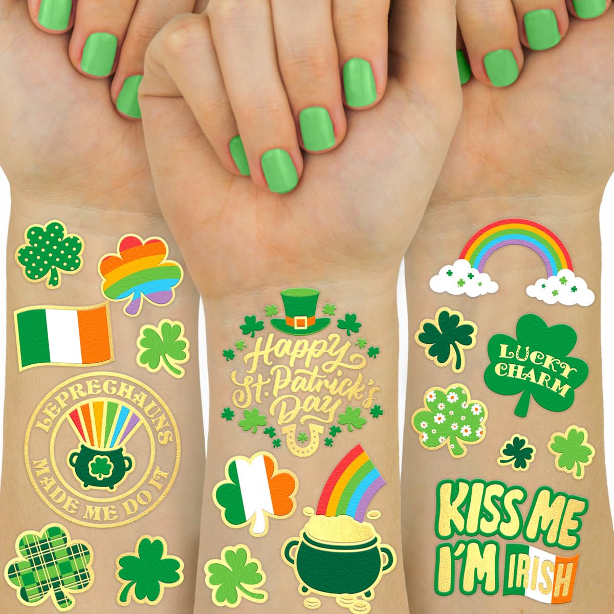 xo,_Fetti_St_Patricks_Day_Decorations_Tattoos_-_50_styles_|_Shamrock_Supplies,_Kiss_Me_I'm_Irish_Party,_Leprechauns