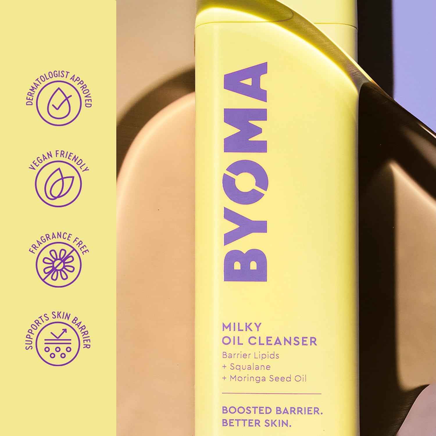 BYOMA Milky Oil Cleanser - Hydrating Facial Cleanser for Skin Barrier Repair - Tri-Ceramide Face Wash for Sensitive Skin & All Skin Types - Deeply Hydrated Skin, No Oily Residue - 3.38 fl oz