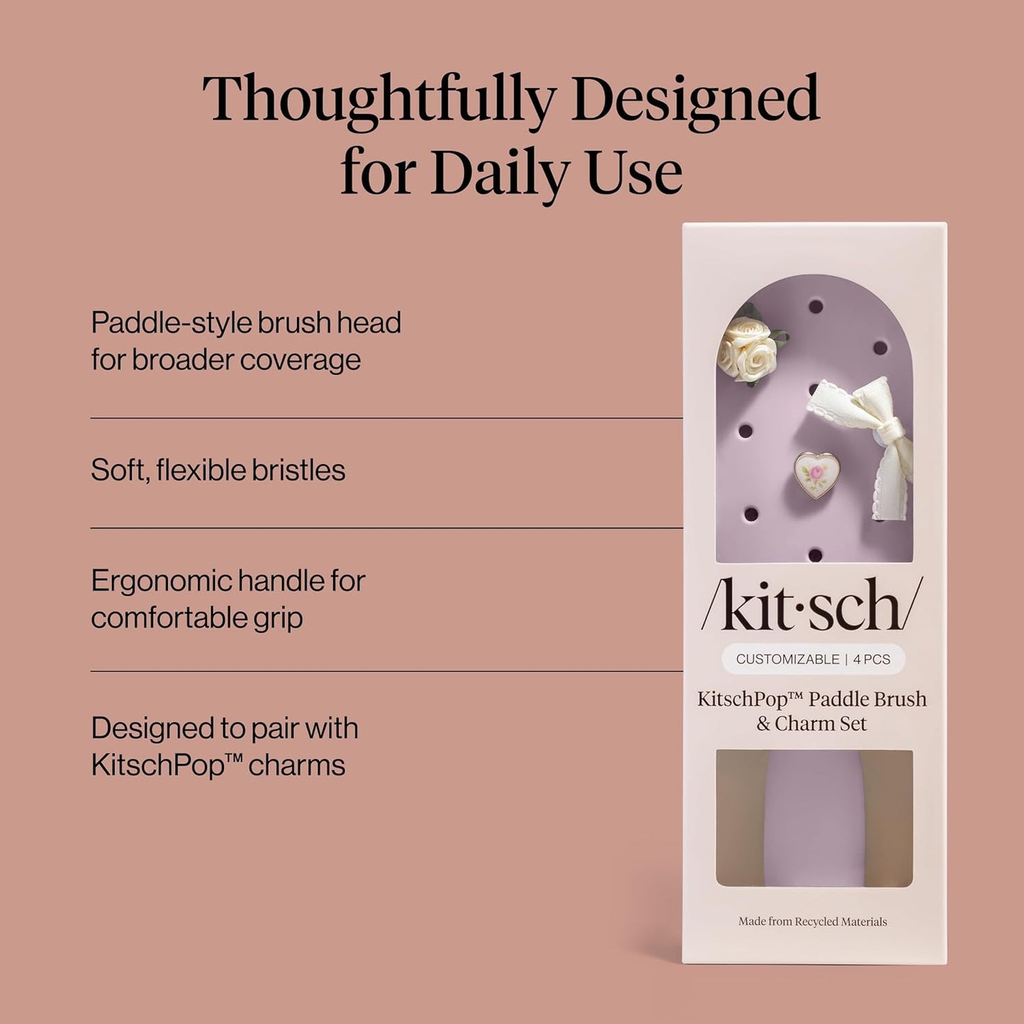 KitschPop™_Paddle_Hairbrush_for_Women_–_Flexible_Bristles_Paddle_Brush_for_Less_Breakage,_Scalp-Stimulating_Detangler_Hair_Brush_for_Wet_&_Dry_Hair,_Customizable_with_KitschPop™_Charms_-_Soft_Violet