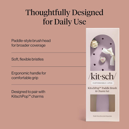 KitschPop™_Paddle_Hairbrush_for_Women_–_Flexible_Bristles_Paddle_Brush_for_Less_Breakage,_Scalp-Stimulating_Detangler_Hair_Brush_for_Wet_&_Dry_Hair,_Customizable_with_KitschPop™_Charms_-_Soft_Violet