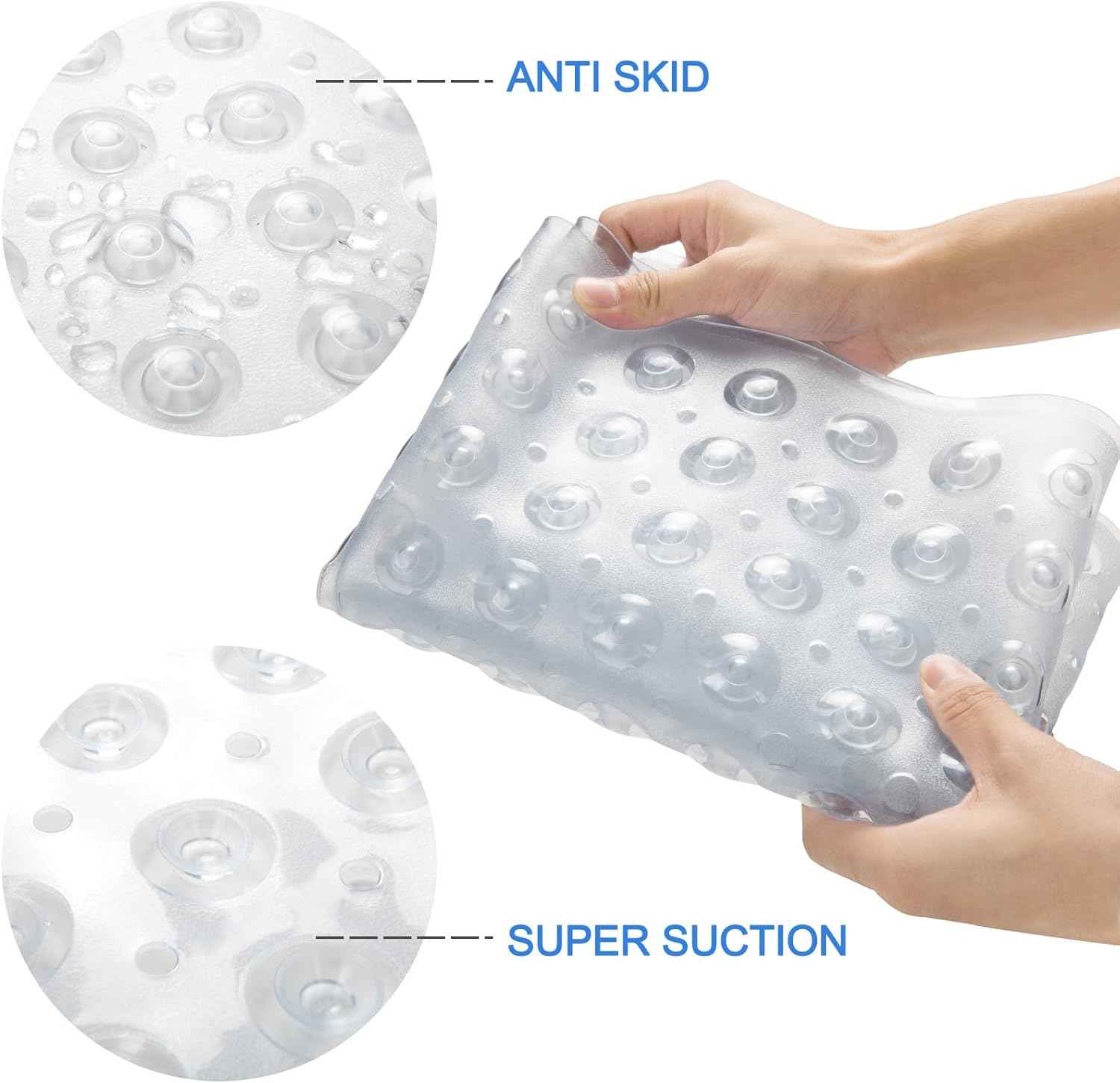 AmazerBath Bath Tub Mat, Medium Size 27.6 x 15 Inches Non-Slip Shower Mats with Suction Cups and Drain Holes, Bathroom Bathtub Mats Machine Washable