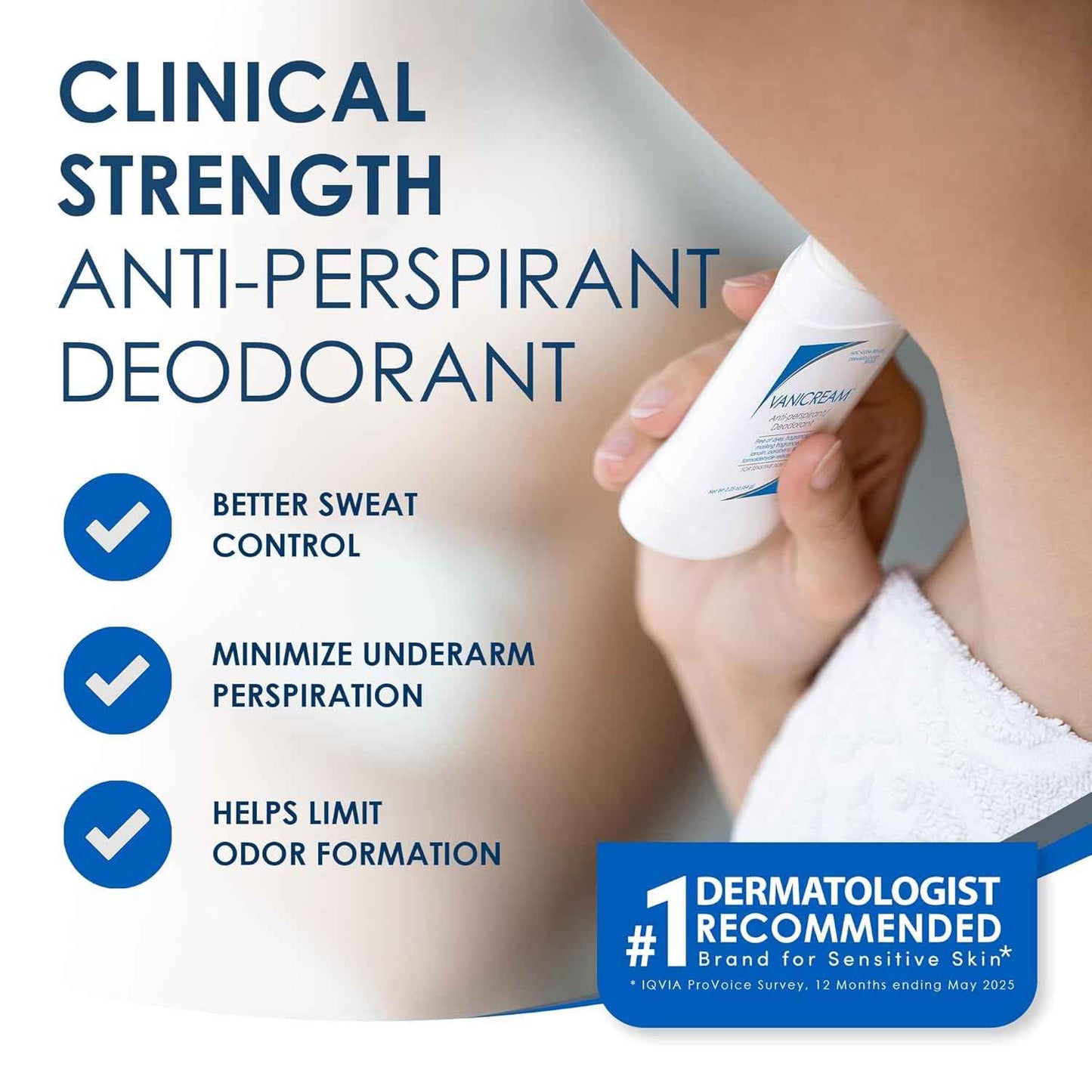 Vanicream Anti-Perspirant Deodorant for Sensitive Skin - 2.25 oz - Clinical-Strength Deodorant with 24-Hour Protection - Unscented