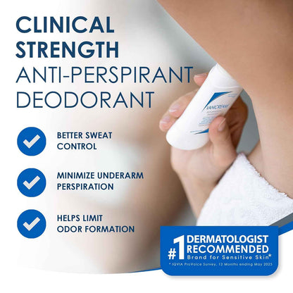 Vanicream Anti-Perspirant Deodorant for Sensitive Skin - 2.25 oz - Clinical-Strength Deodorant with 24-Hour Protection - Unscented