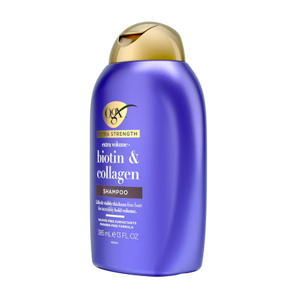 OGX_Thick_&_Full_+_Biotin_Collagen_Extra_Strength_Volumizing_Shampoo_with_Vitamin_B7_Hydrolyzed_Wheat_Protein_for_Fine_Hair._Sulfate-Free_Surfactants_Thicker,_Fuller_Hair,_13_Fl_Oz