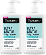 Neutrogena Ultra Gentle Foaming Facial Cleanser, Daily Face Wash for Sensitive Skin, Gently Removes Dirt, Oil & Makeup Without Over-Drying, Fragrance-Free, 12 fl. oz