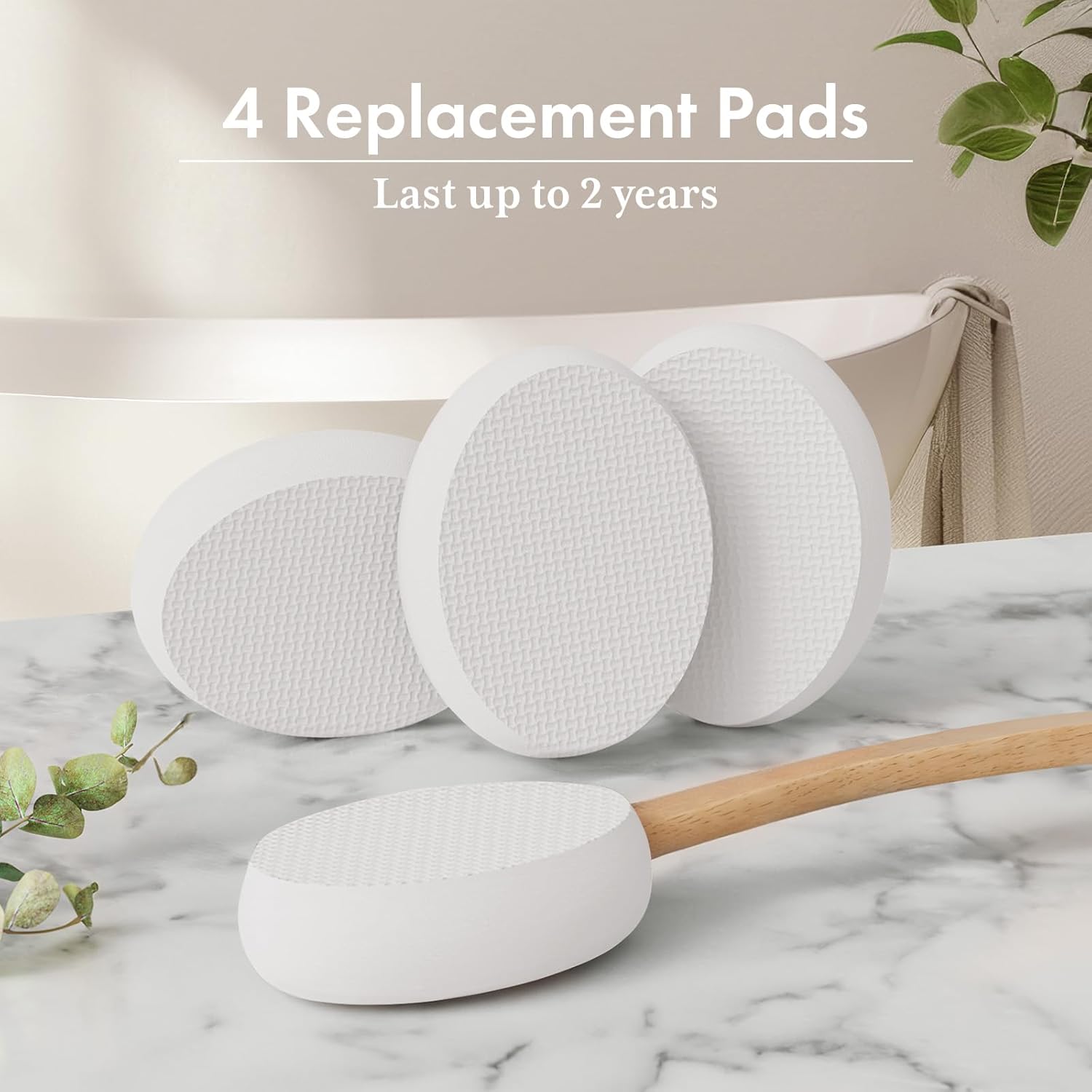 AmazerBath_Lotion_Applicator_for_Back,_Feet,_4_Replacement_Pads_with_17"_Curved_Handle,_Back_Sunscreen_Applicator_for_Kids,_Elderly,_Women,_Apply_Skin_Cream_Medicine_Moisturizer_Tanner,_White