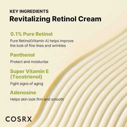 COSRX Retinol 0.1% Cream, 0.67 Oz, Anti-aging Eye & Neck Cream with Retinoid Treatment to Firm Skin, Reduce Wrinkles, Fine Lines, Signs of Aging, Gentle Daily Korean Skin Care