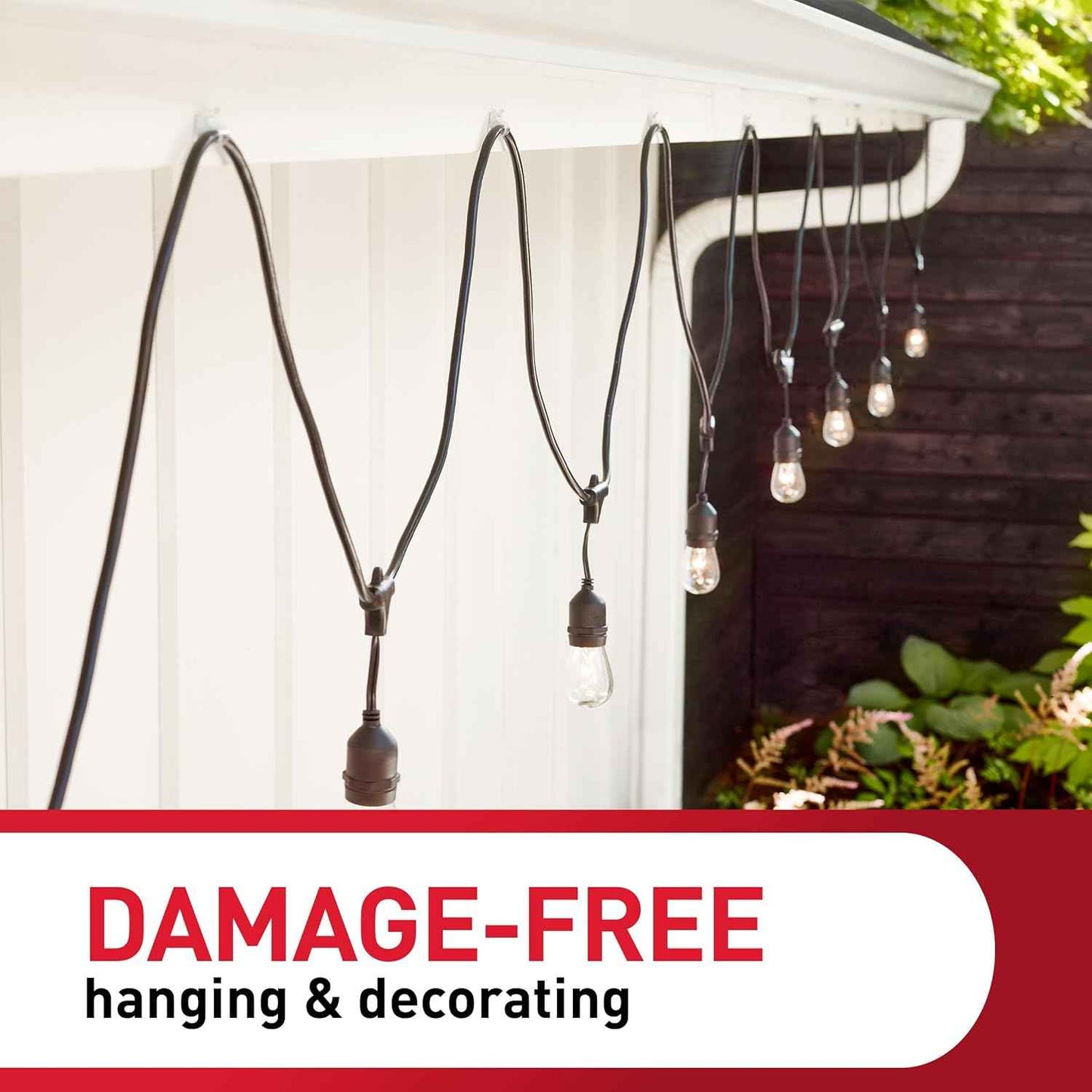 Command Outdoor Light Clips, Damage-Free Hanging Outdoor Light Clips with Weather Resistant Strips, Wall Clip for Hanging Outdoor Lights and Cable Management