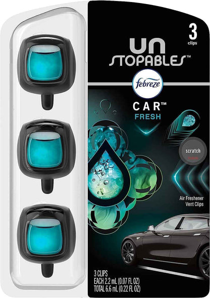 Febreze Car Air Freshener, Odor-Fighting Automotive Vent Clip, Scented Car Accessories, Long Lasting for Strong Odors