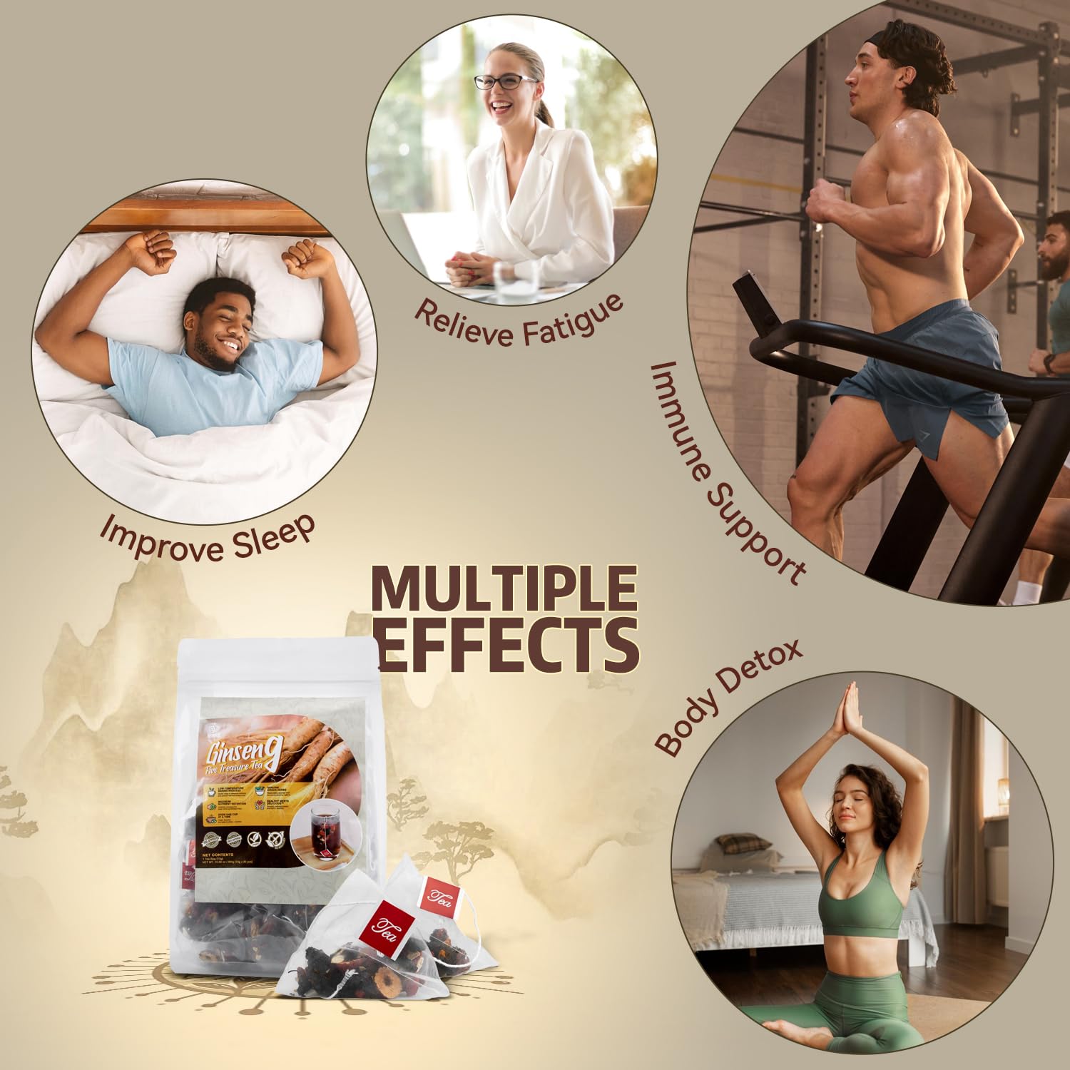 30Pcs_Ginseng_Five_Treasures_Kidney_Tea,Traditional_Chinese_Herbal_Health_Tea,Natural_Organic_Kidney_Cleanse_Detox_Teabags_Gift_for_Men&Women,8_Precious_Ingredients_Formula