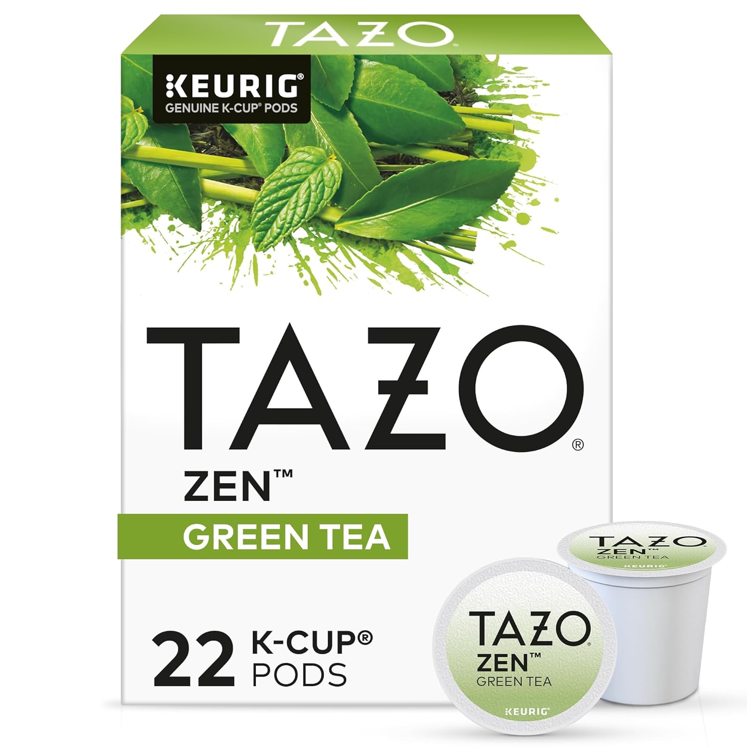 TAZO_Organic_Zen_Green_Tea_K-Cups,_Caffeine_Free_Tea_with_Refreshing_Lemongrass_&_Spearmint,_22_Pods