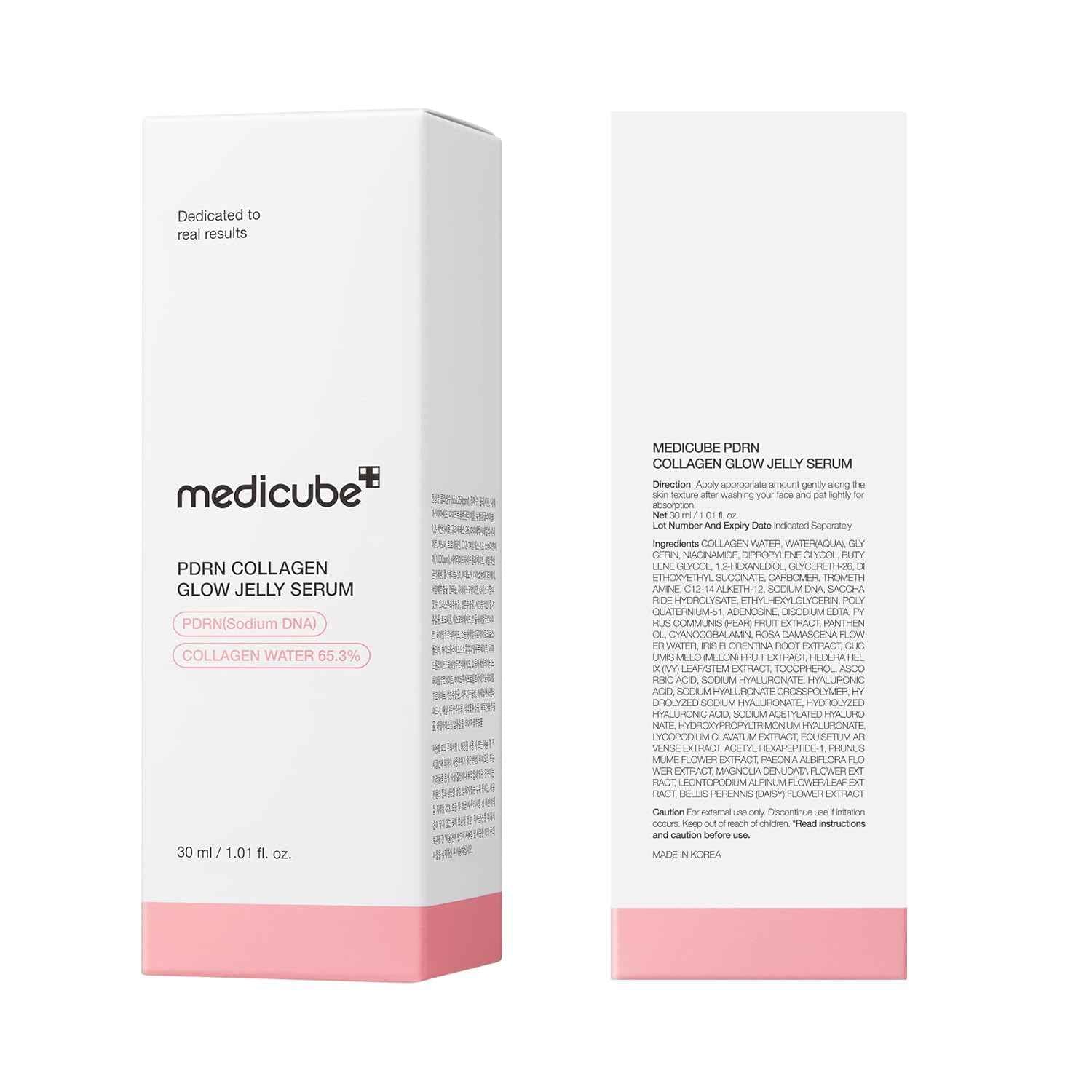 medicube PDRN Pink Collagen Glow Jelly Serum | Lightweight Water-Jelly For Plump & Supple Skin | Radiance & Elasticity Care with PDRN, Collagen, Niacinamide | Korean Skin Care 1.01 fl.oz
