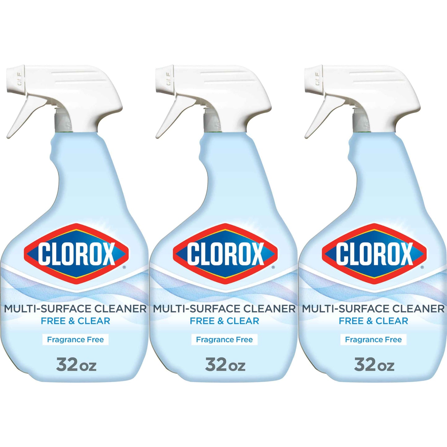Clorox Free & Clear Multi Surface Cleaner, Spray Bottle, Fragrance Free, 32 Fluid Ounces, Pack of 3